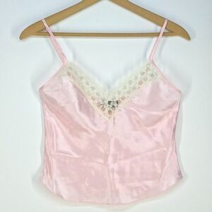 Vintage Juliara Satin Lace Camisole Womens Small Pink Tank Stretch Lingerie Top